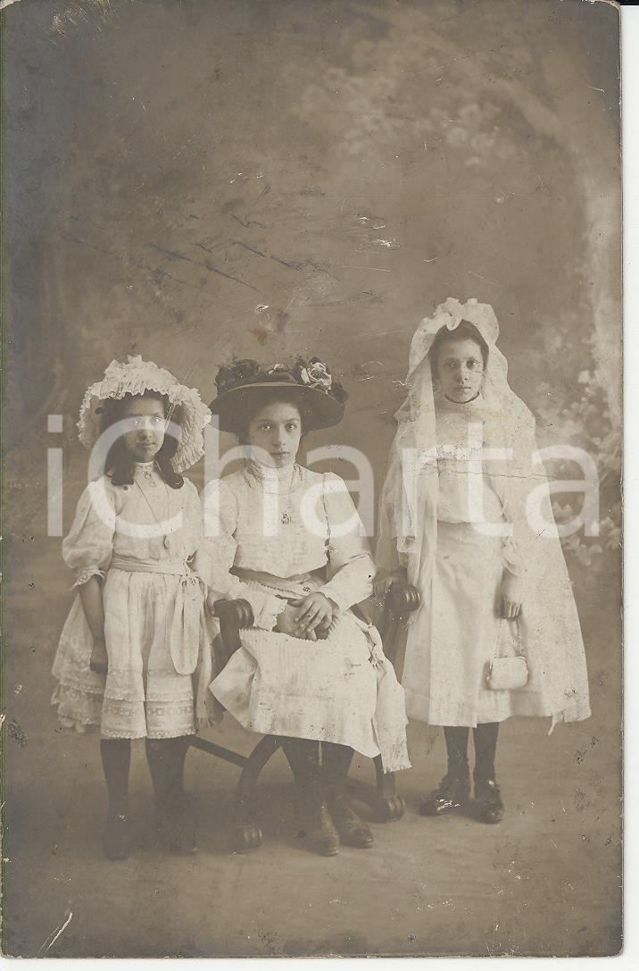 Fotografia d epoca originale 1910ca MILANO Ritratto di tre sorelle FOTO PATACCI Cartolina postale FP NV 1