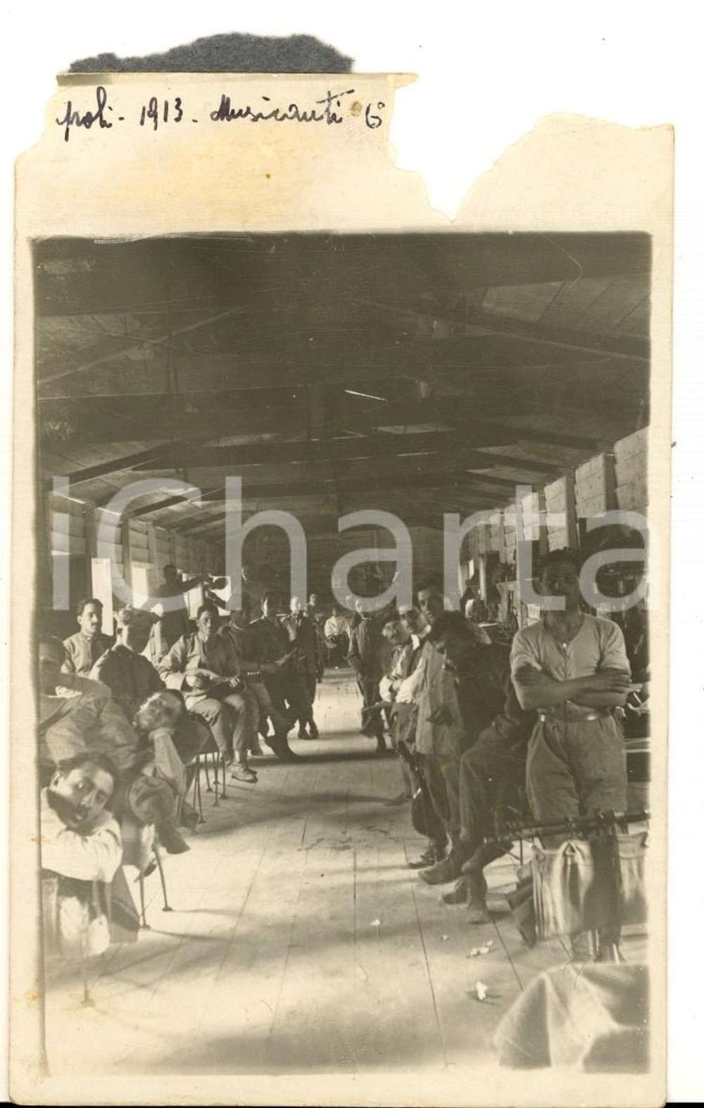 Fotografia d epoca originale 1913 TRIPOLI Musicanti del 6Â° Reggimento Fanteria  Foto cartolina DANNEGGIATA 1