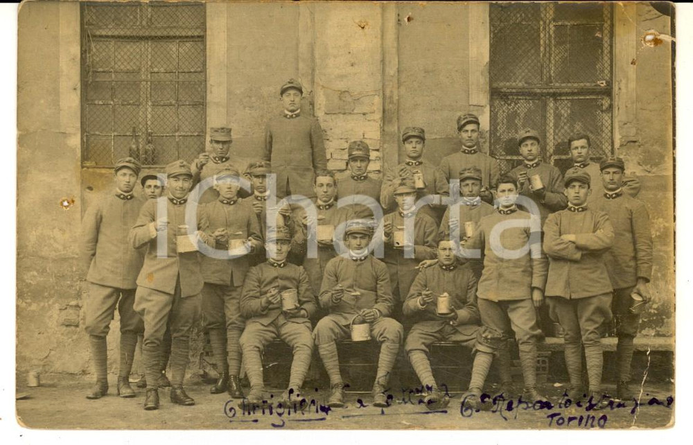 Fotografia d epoca originale 1917 WW1 TORINO 6° Reggimento Artiglieria da Fortezza  Reparto stazione  Foto 1