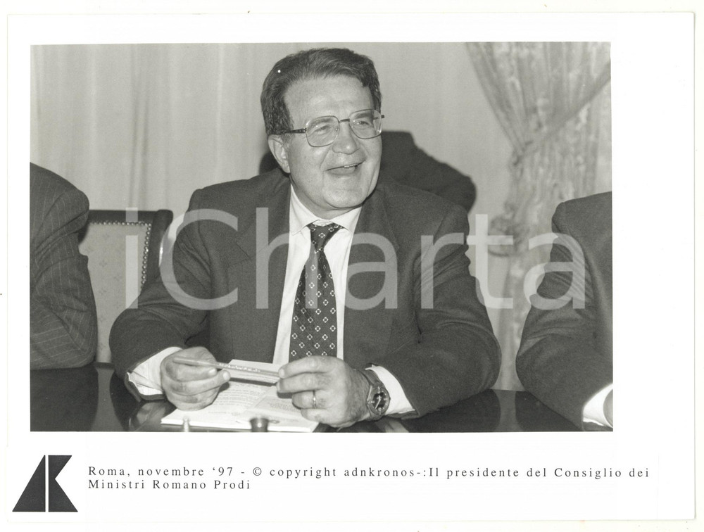 Fotografia d epoca originale 1997 ROMA Romano PRODI presidente del Consiglio dei Ministri Foto 24x17 cm 1