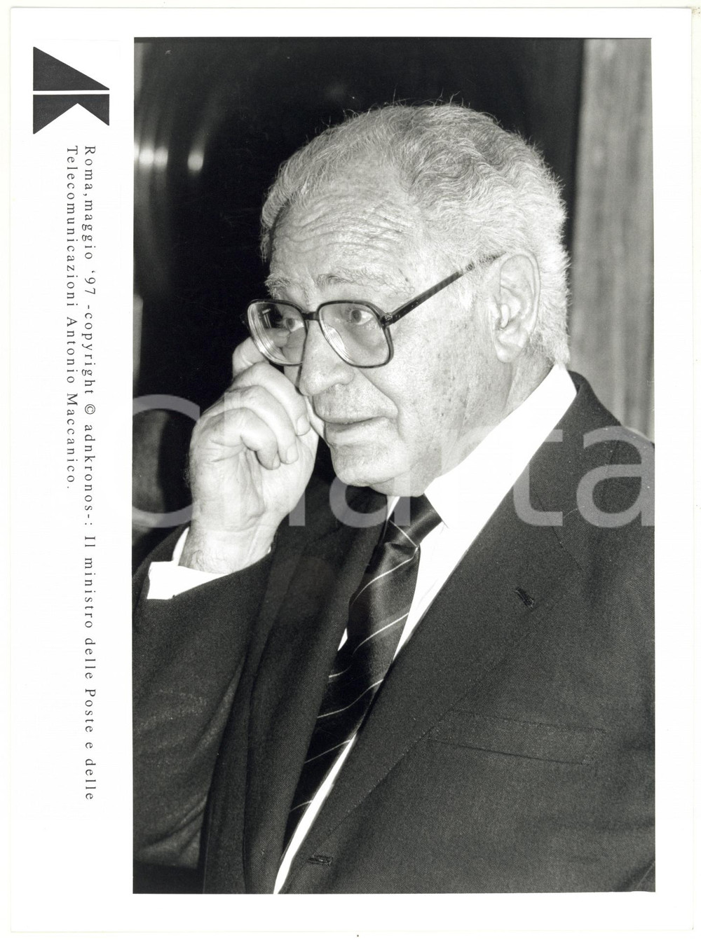 Fotografia d epoca originale 1997 ROMA Antonio MACCANICO ministro Poste e Telecomunicazioni  FOTO 17x24 1