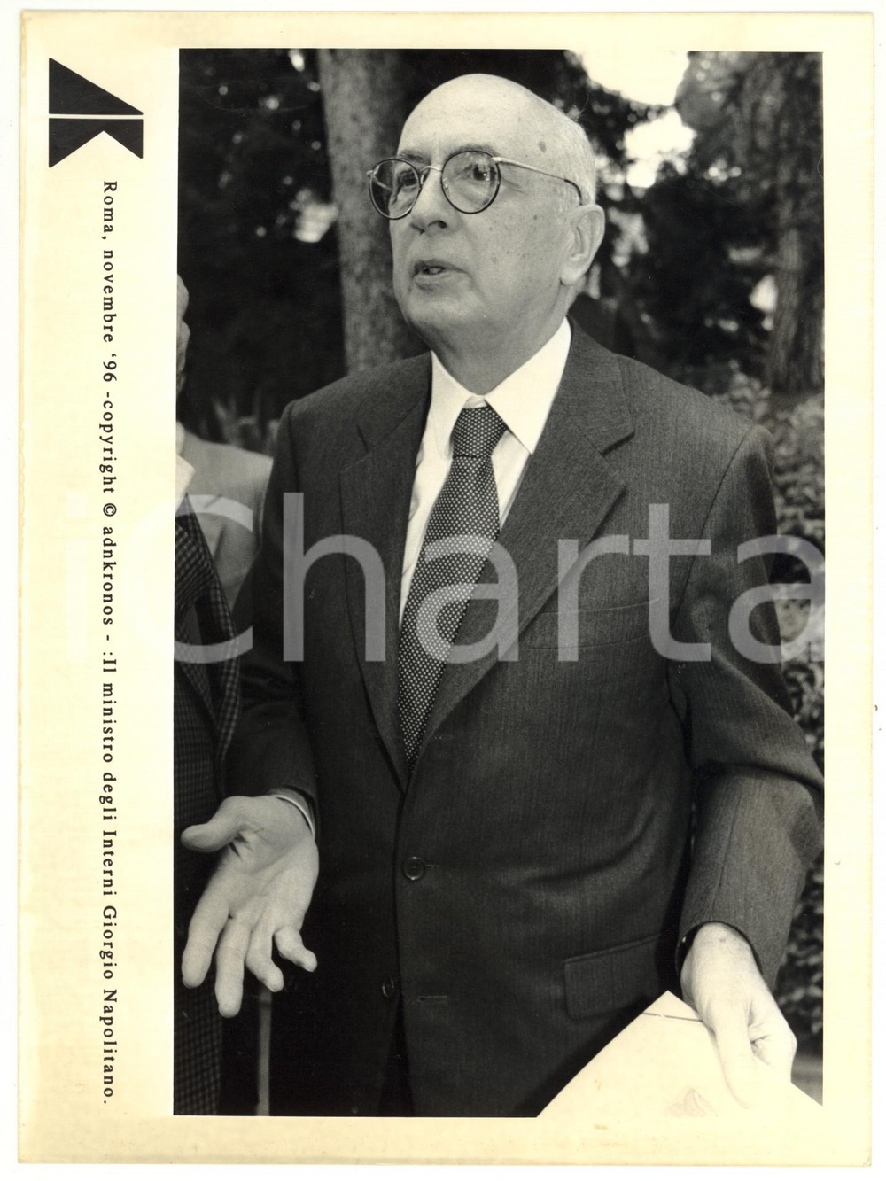 Fotografia d epoca originale 1996 ROMA Giorgio NAPOLITANO  Ritratto del ministro degli Interni Foto 17x24 1