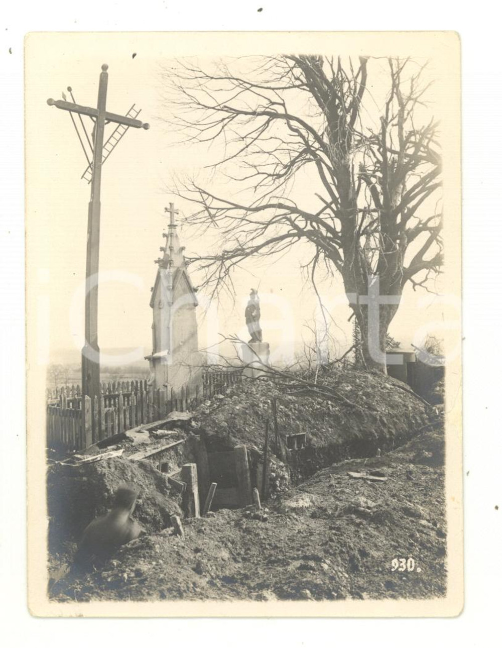 Fotografia d epoca originale 1945 ca WW2 GERMANY KALVARIENBERG Danni di guerra Fotografia 9x12 cm 1