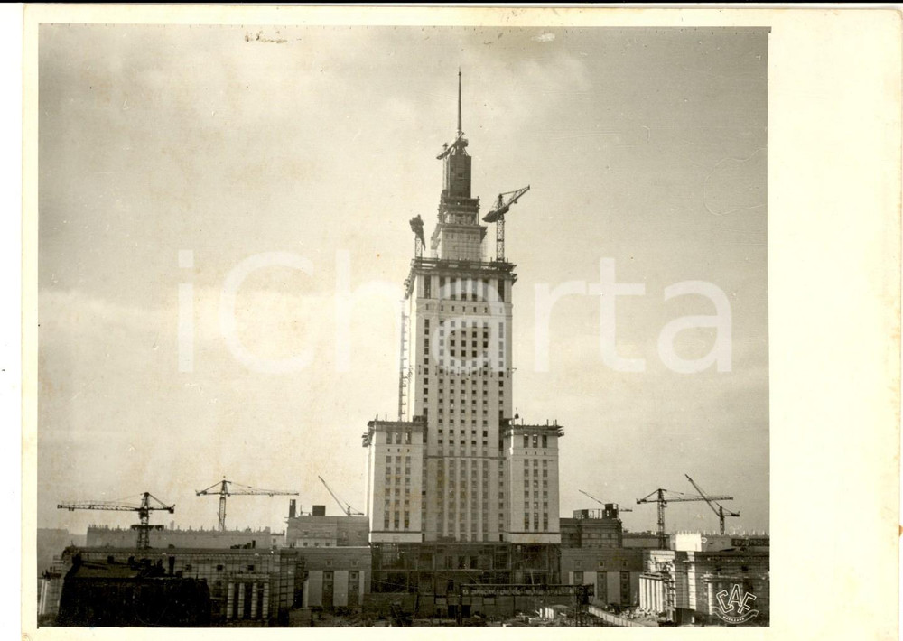 Fotografia d epoca originale 1955 VARSAVIA Palazzo della Cultura e della Scienza in costruzione  Foto 1