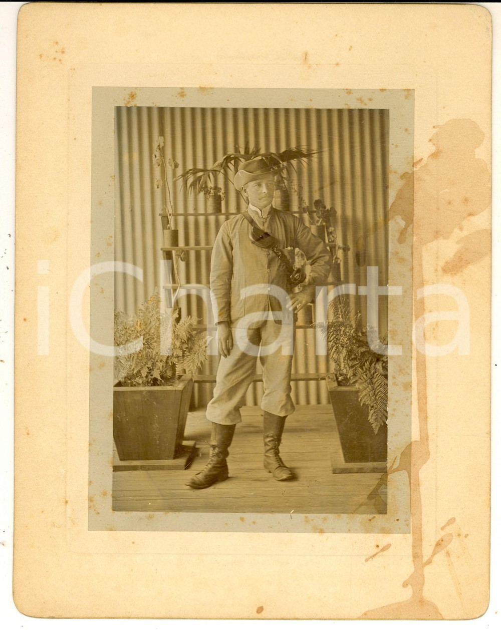 Fotografia d epoca originale 1900 ca JOHANNESBURG Guerra angloboera  Colono olandese boero Foto A. REIS 1