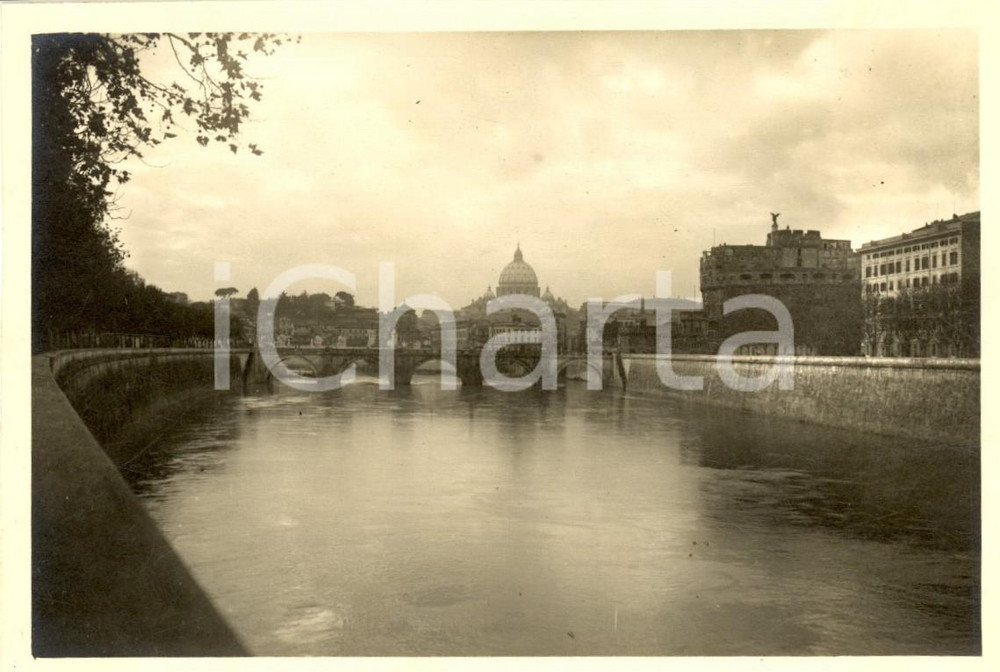 Fotografia d epoca originale 1920 ca ROMA Veduta della Basilica di San Pietro dal Tevere  Foto 15x10 cm 1