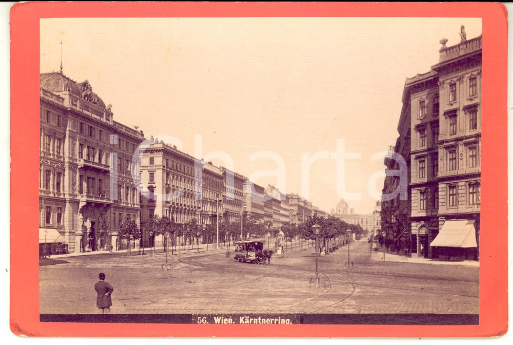 Fotografia d epoca originale 1880 ca WIEN Kartnerring  Foto A. F. CZIHAK S nÂ° 56 ANIMATA 17x11 cm 1