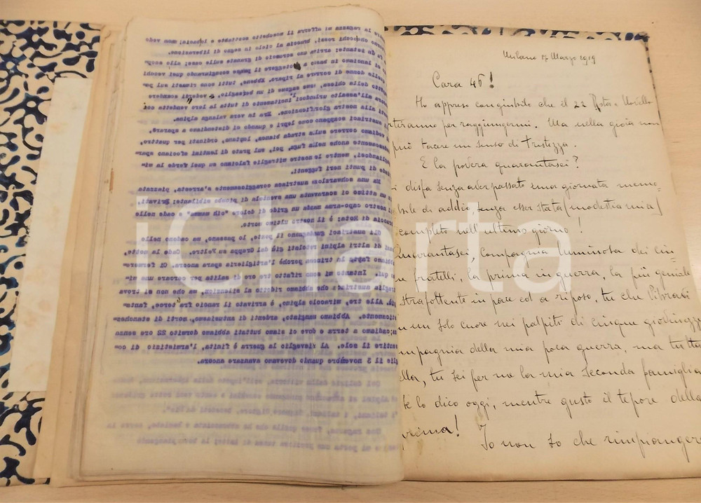 Autografo originale 1919 Piero BOSSI La 46 Compagnia del Battaglione Alpini Tirano  AUTOGRAFO 1