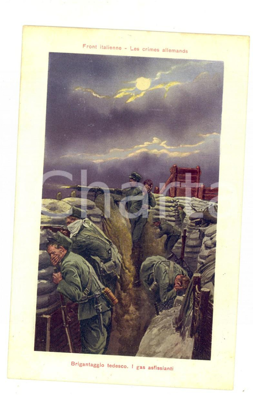 1915 ca WW1 FRONTE ITALIANO Brigantaggio tedesco - Gas asfissianti *Cartolina FP