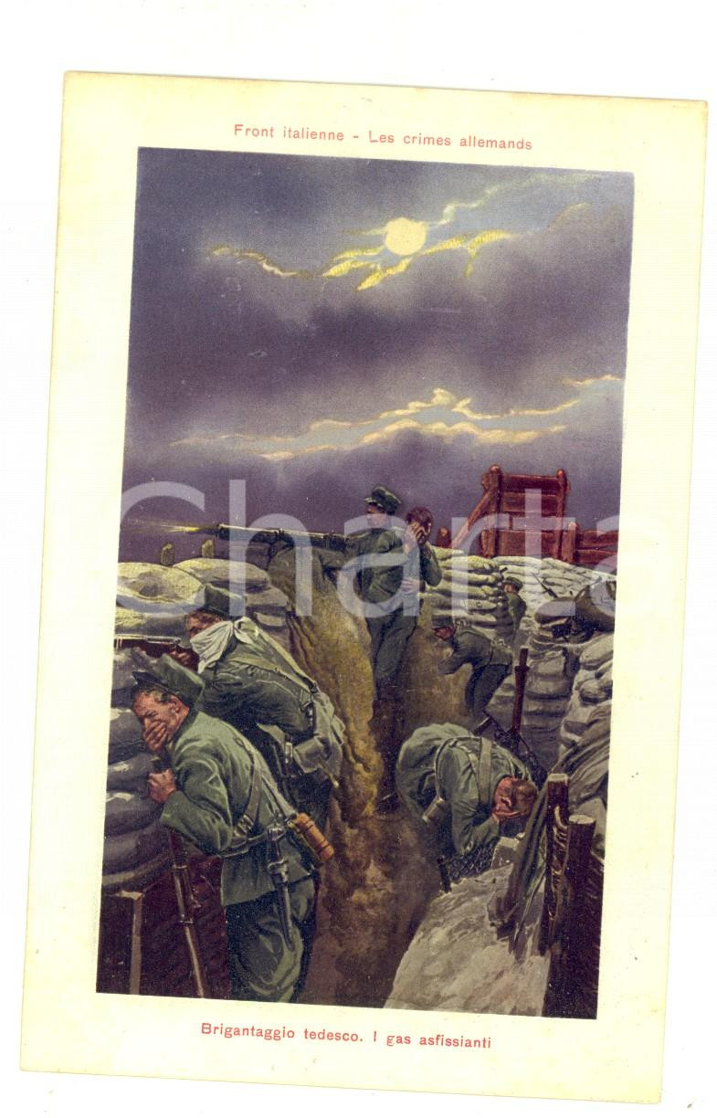 Cartolina originale da collezione 1915 ca WW1 FRONTE ITALIANO Brigantaggio tedesco  Gas asfissianti Cartolina FP 1