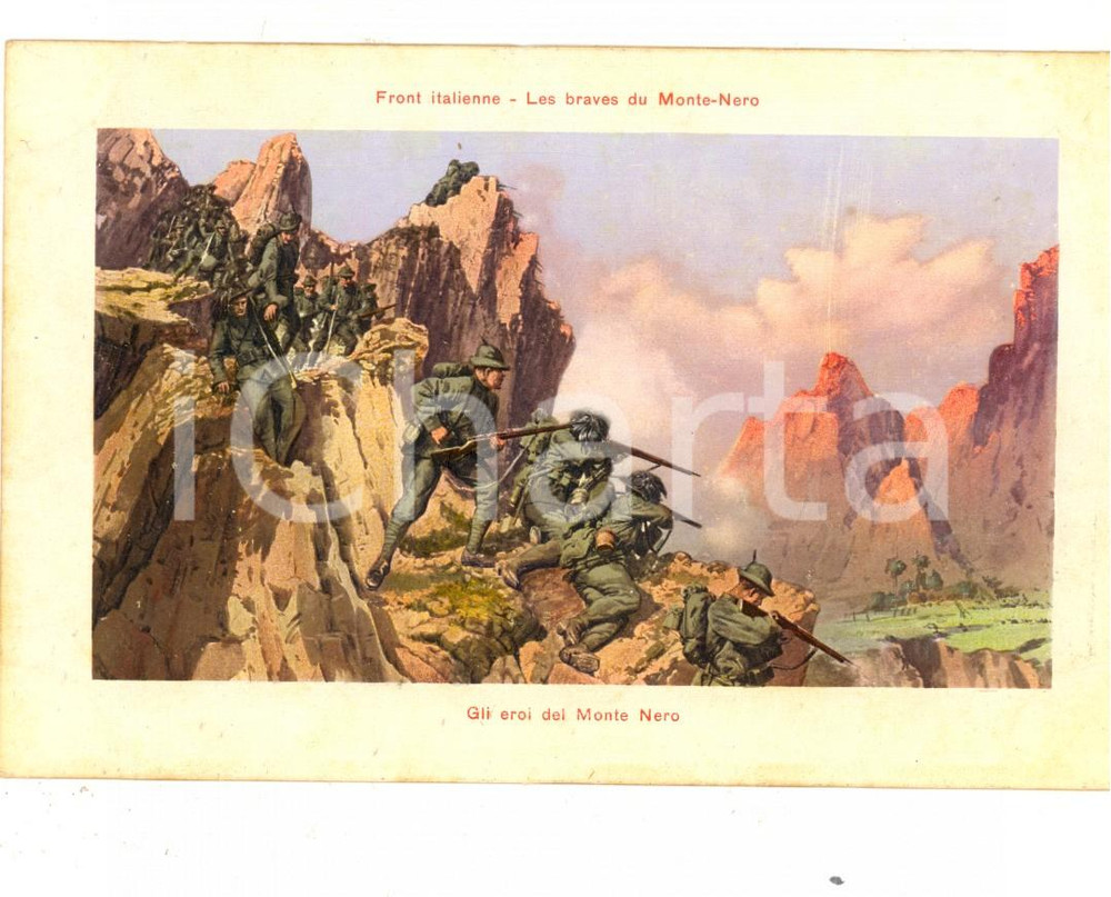 Cartolina originale da collezione 1915 ca WW1 FRONTE ITALIANO Gli eroi del Monte Nero Cartolina postale FP NV 1