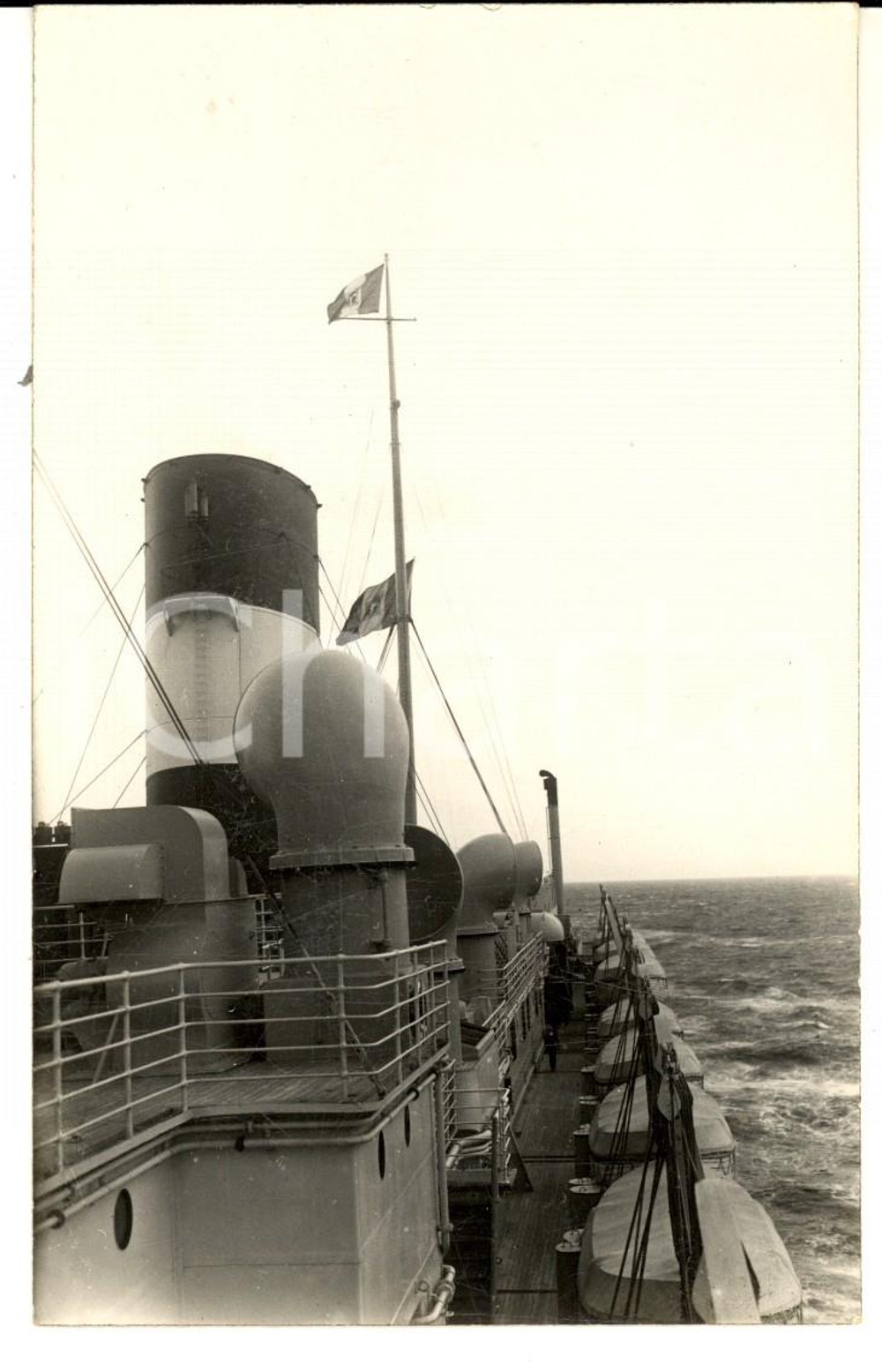 Fotografia d epoca originale Marzo 1930 OCEANO ATLANTICO Motonave AUGUSTUS in viaggio Foto cartolina 1
