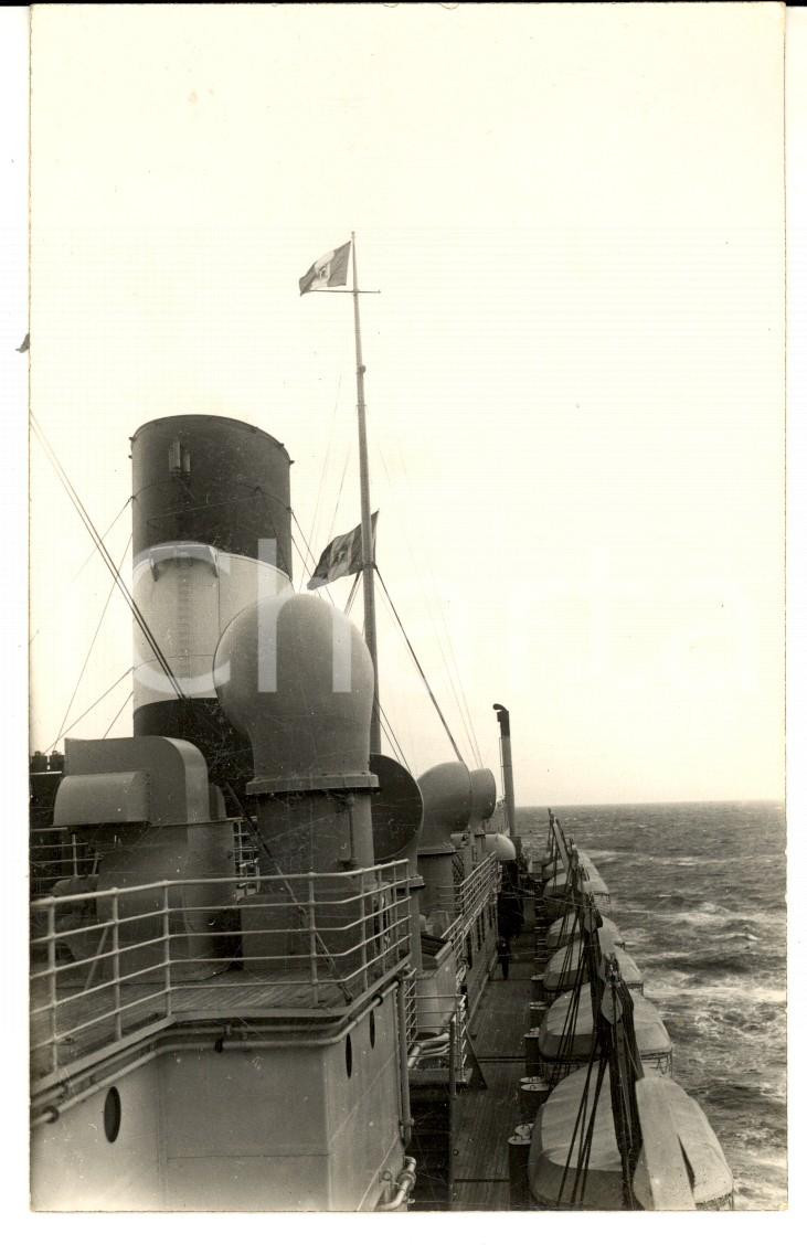 Fotografia d epoca originale Marzo 1930 OCEANO ATLANTICO Motonave AUGUSTUS in viaggio Foto cartolina 1