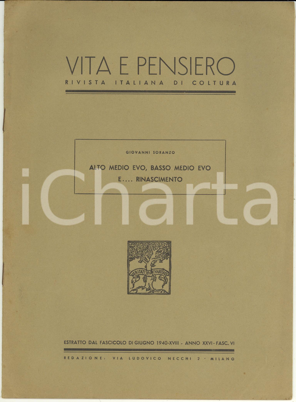 Libro, pubblicazione d epoca 1940 Giovanni SORANZO Alto Medio Evo, Basso Medio Evo e... Rinascimento 1
