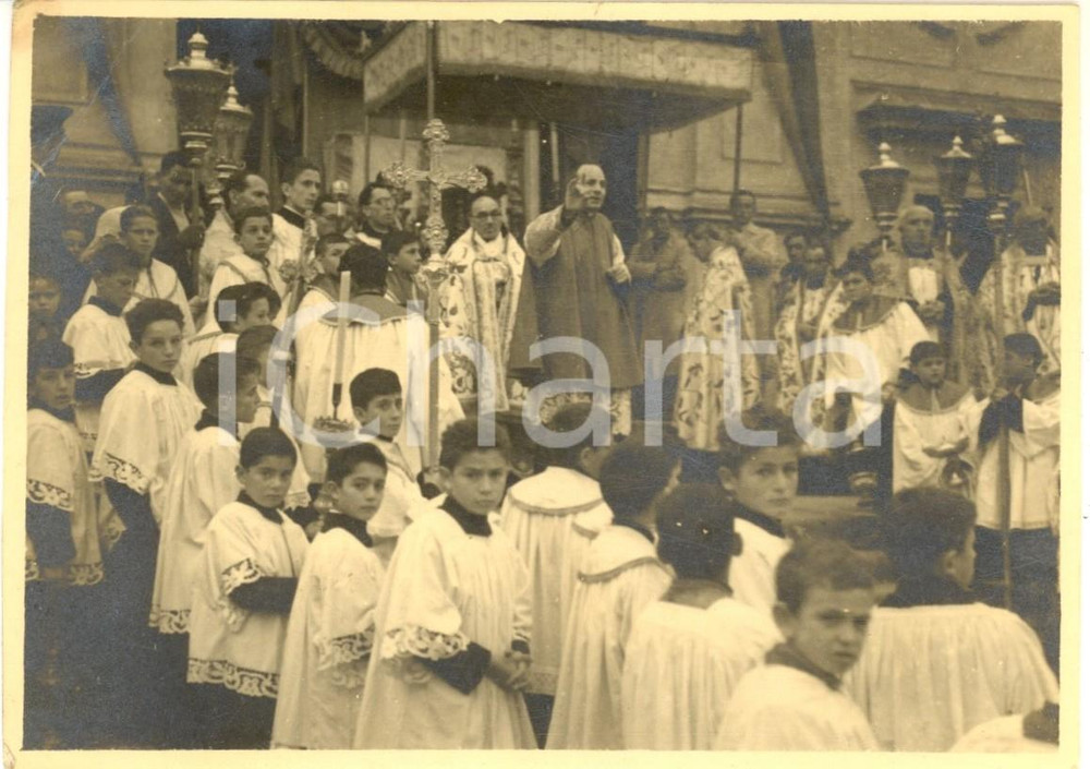 Fotografia d epoca originale 1946 SESTO CREMONESE IÂ° Congresso Eucaristico Vicariato  Messa  Foto cartolina 1