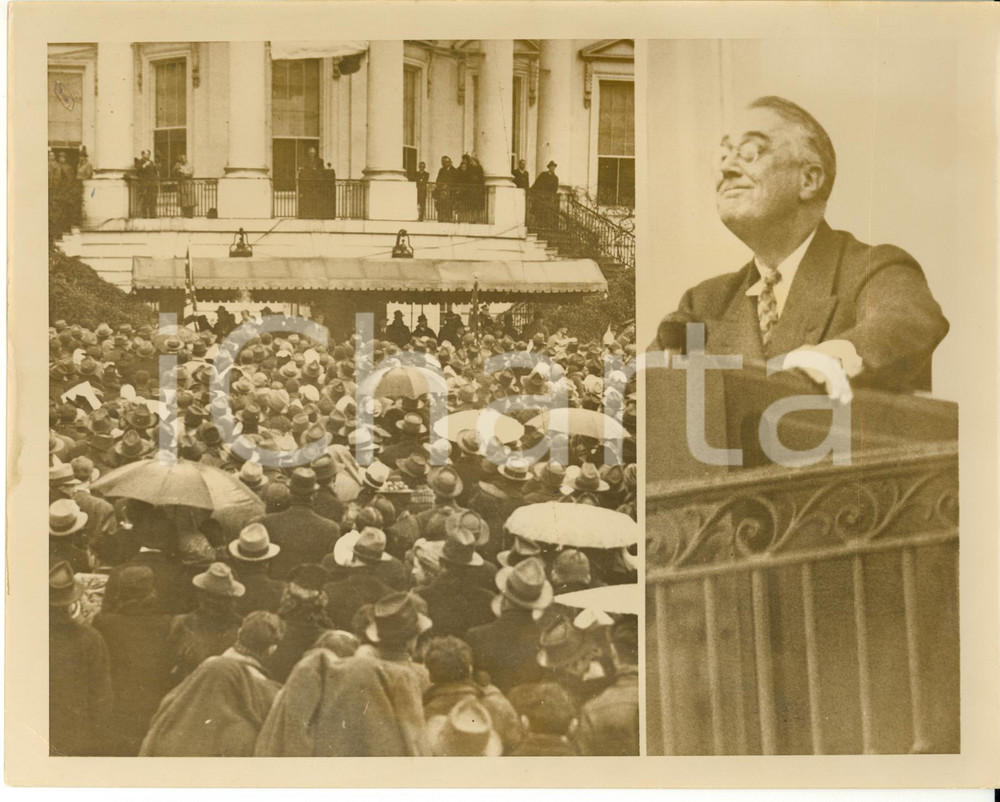 Fotografia d epoca originale 1940 WASHINGTON Youth Congress  Franklin D. ROOSEVELT addresses the crowd PHOTO 1