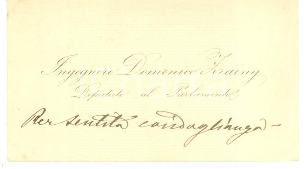Autografo originale 1890 ca ROMA Condoglianze Domenico ZAINY VIGLIENA MONTESPIN Biglietto autografo 1
