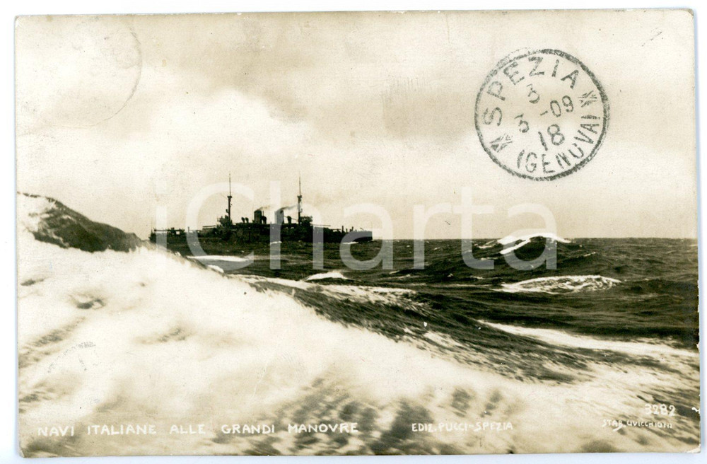 Cartolina originale da collezione 1909 LA SPEZIA  MARINA MILITARE Nave italiana alle grandi manovre Cartolina FP 1