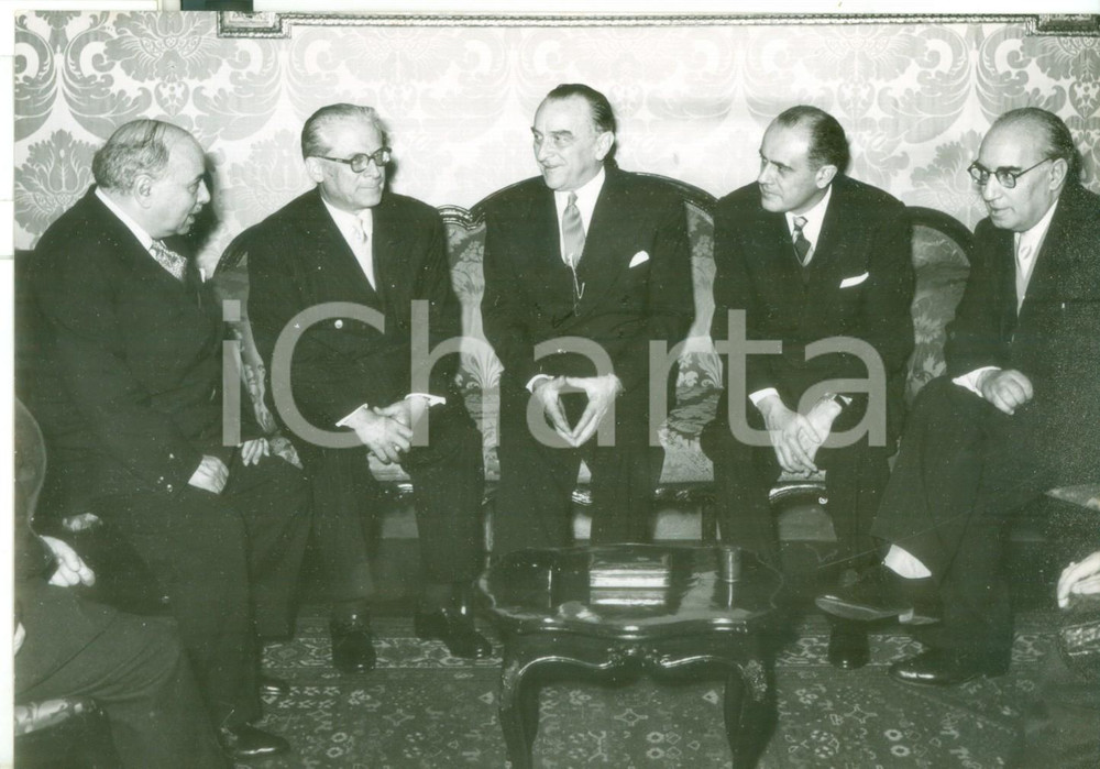 Fotografia d epoca originale 1955 ROMA Senato   Il presidente Giovanni GRONCHI con Cesare MERZAGORA  Foto 1