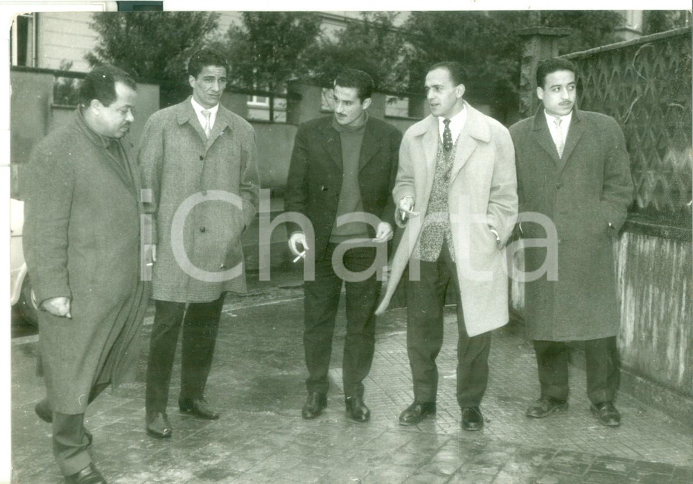 Fotografia d epoca originale 1958 ROMA Calcio  Giocatori della neo NAZIONALE del Nordafrica Foto 18x13 cm 1