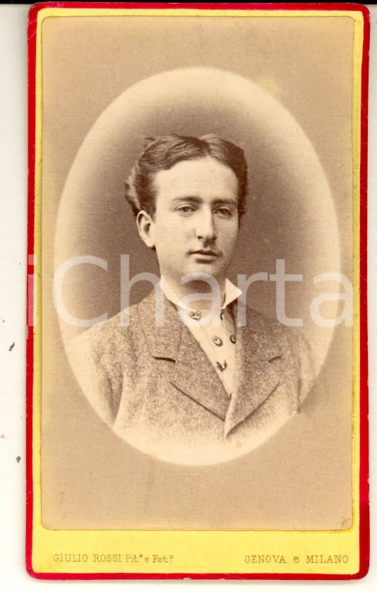 Fotografia d epoca originale 1880 ca MILANO Ritratto di Rocco COMANEDI giovane  Foto Giulio ROSSI CDV 1