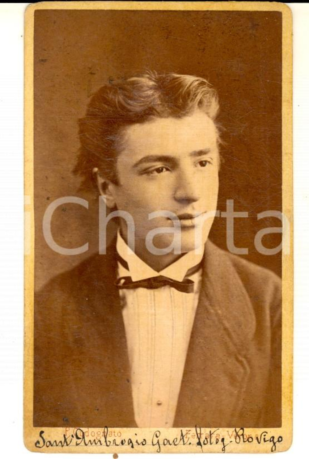 Fotografia d epoca originale 1870 ca VERONA Ritratto del fotografo Gaetano SANT AMBROGIO Foto CODOGNATO CDV 1