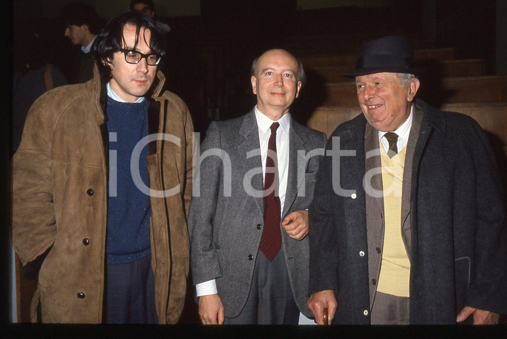 35mm vintage slide* 1985 ca MILANO Giulio GIORELLO Ludovico GEYMONAT Ritratto 3