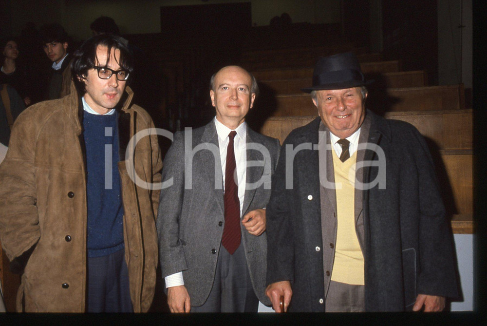 35mm vintage slide* 1985 ca MILANO Giulio GIORELLO Ludovico GEYMONAT Ritratto 1