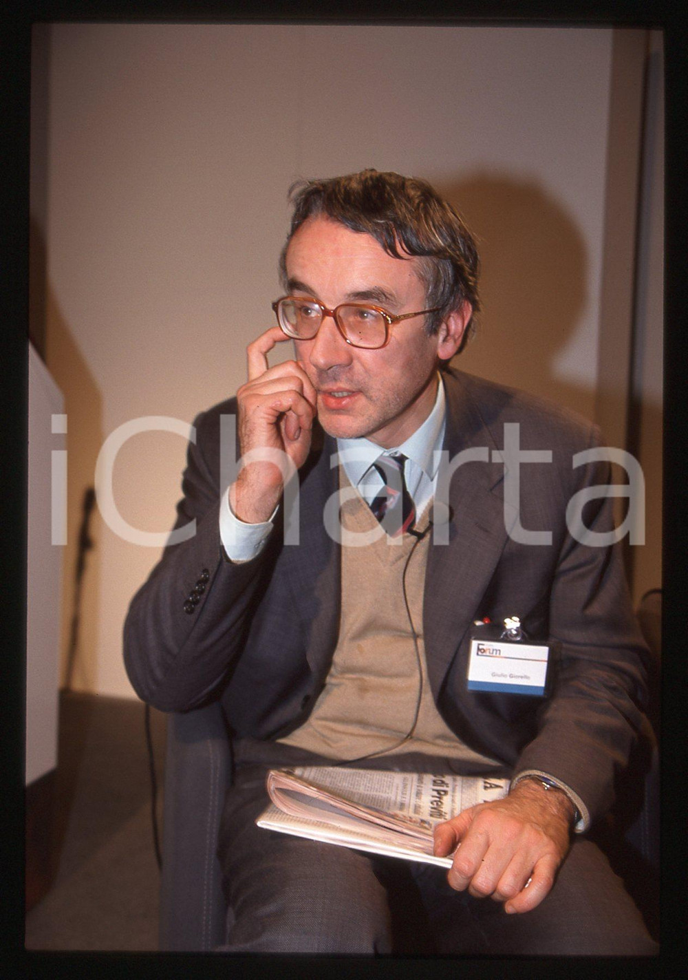 35mm vintage slide* 1998 MILANO Giulio GIORELLO Il filosofo al Forum NOVARTIS 8