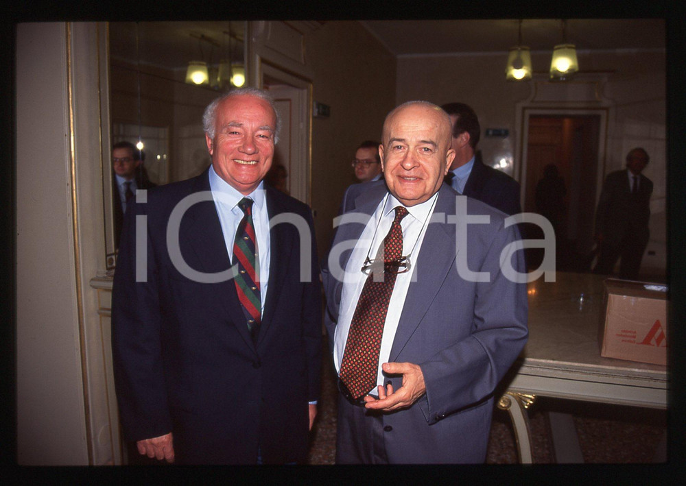 35mm vintage slide* 1995 ca MILANO Giorgio e Paolo PISANÒ a evento Mondadori 2
