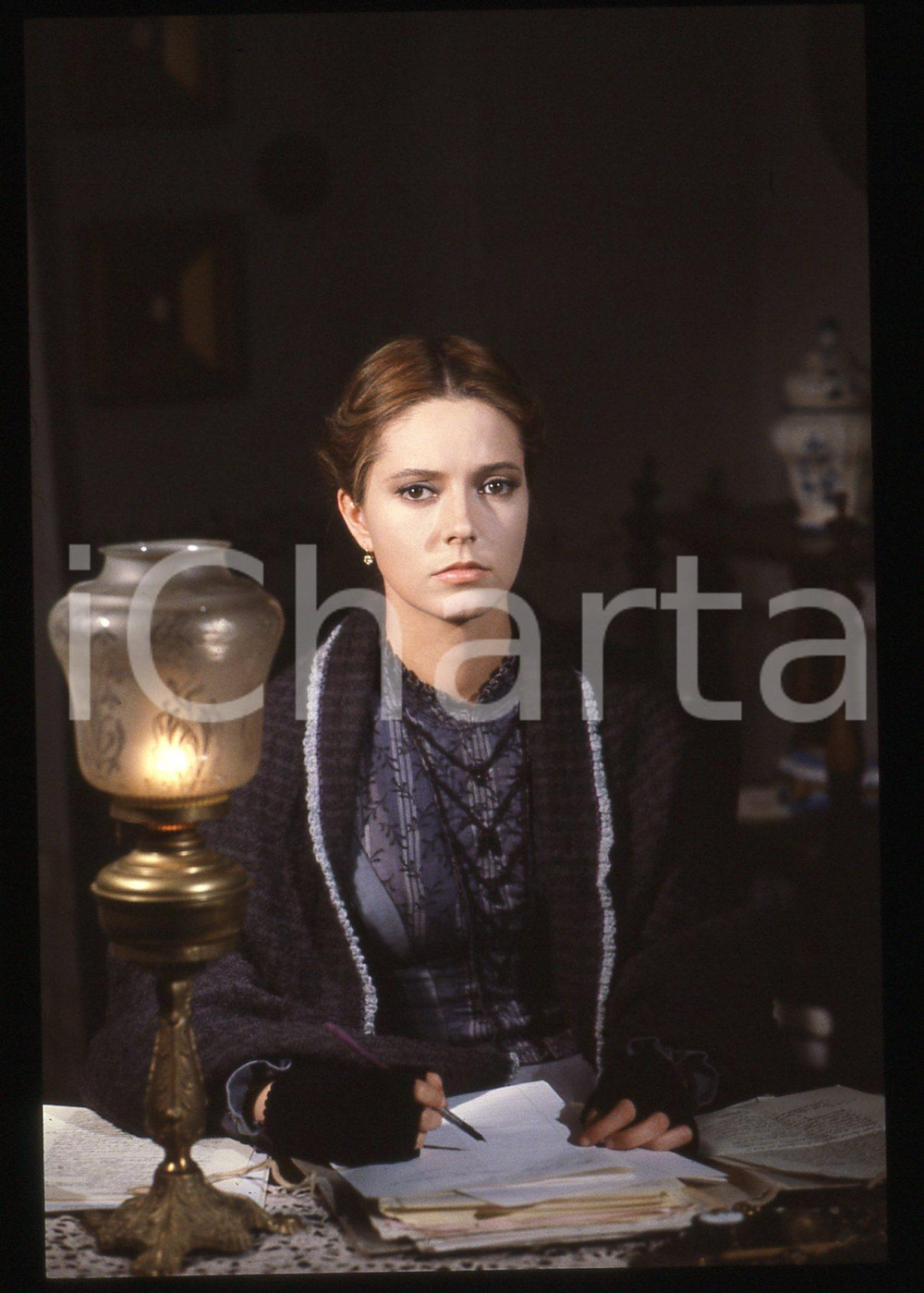  35mm vintage slide* 1985 ca ITALIA CINEMA Laura LATTUADA sul set di un film