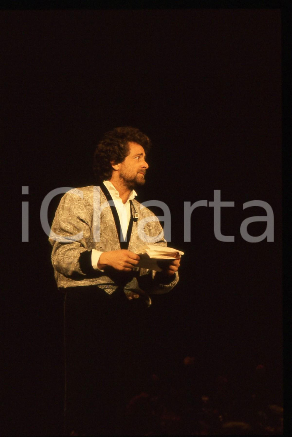 35mm vintage slide* 1988 FESTIVAL DI SANREMO Beppe GRILLO in scena RAI UNO (1)