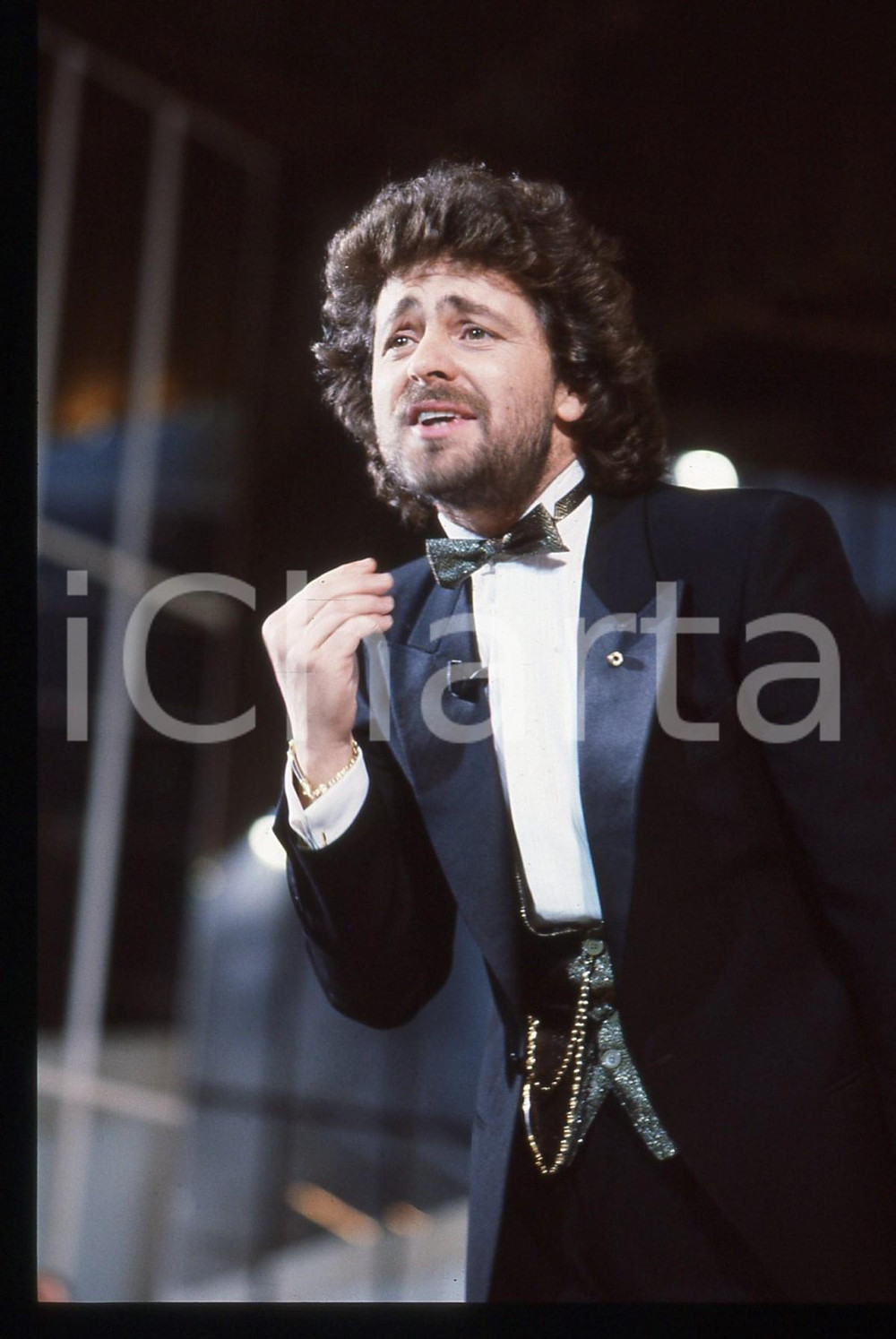 35mm vintage slide* 1984 FESTIVAL DI SANREMO Beppe GRILLO in scena RAI UNO (2)