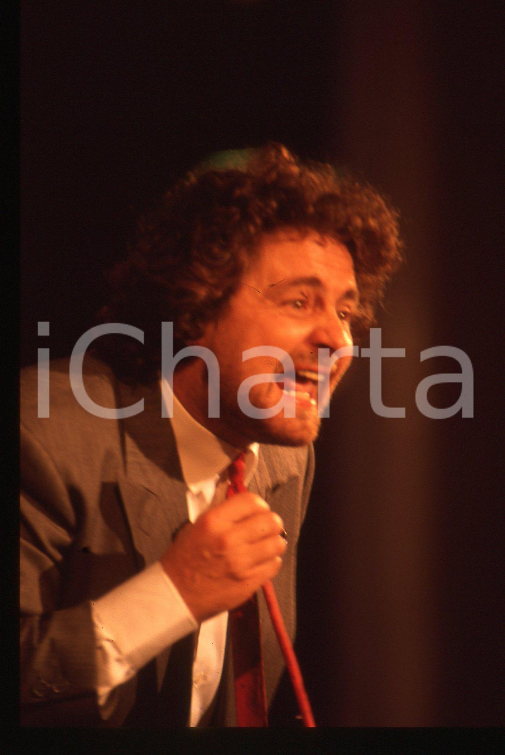 35mm vintage slide* 1989 FESTIVAL DI SANREMO Beppe GRILLO in scena RAI UNO (6)
