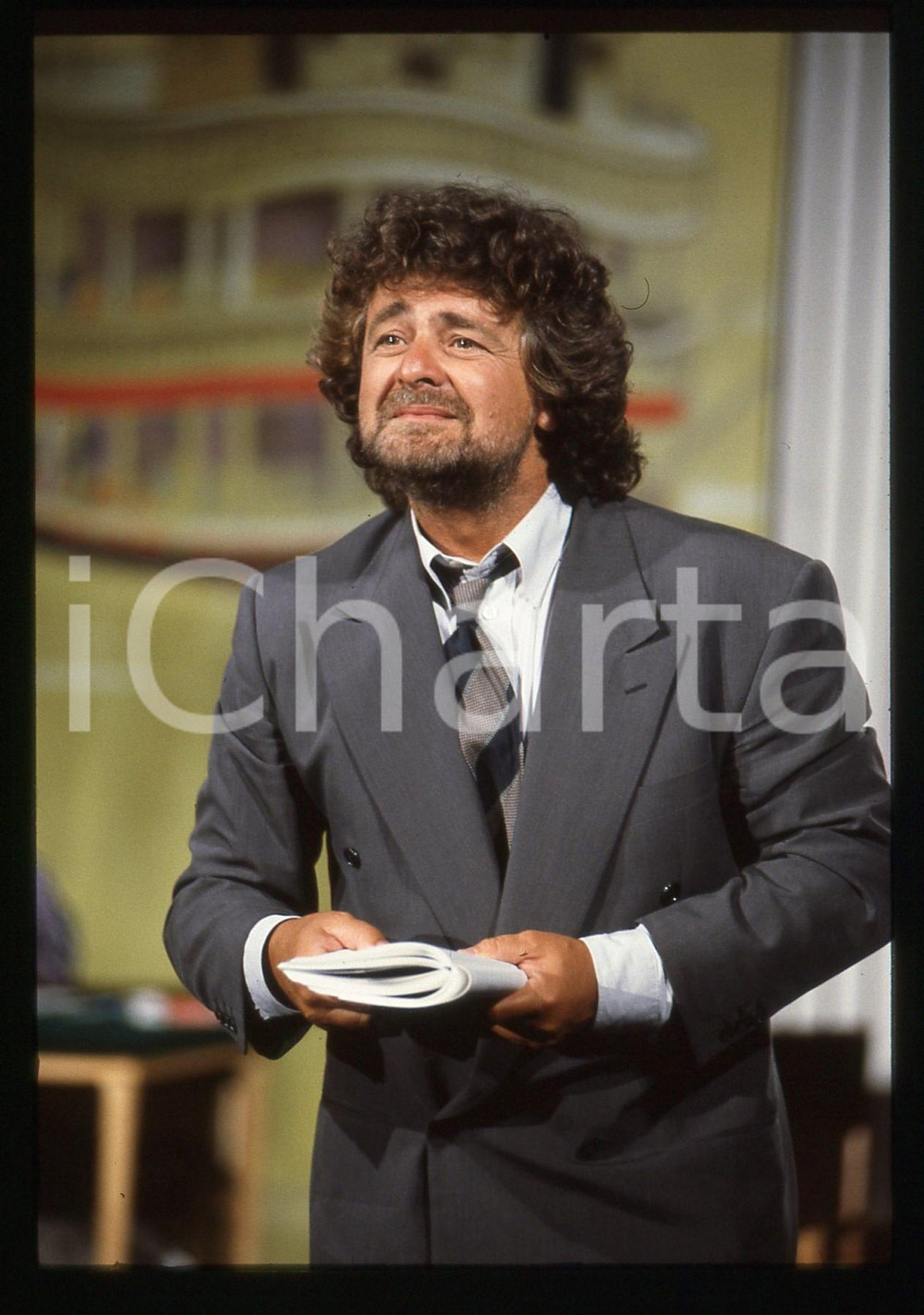 35mm vintage slide* 1992 TEATRO - SATIRA Beppe GRILLO in scena (15)