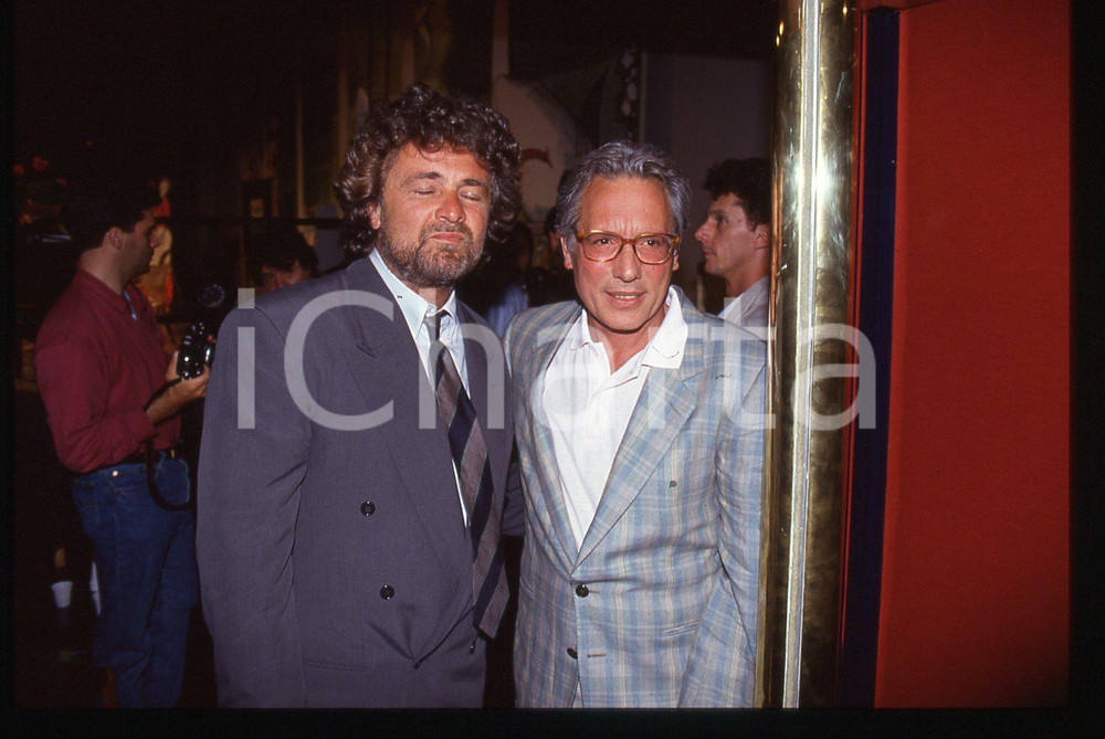 35mm vintage slide* 1992 TELEVISIONE - COSTUME Beppe GRILLO Enzo JANNACCI