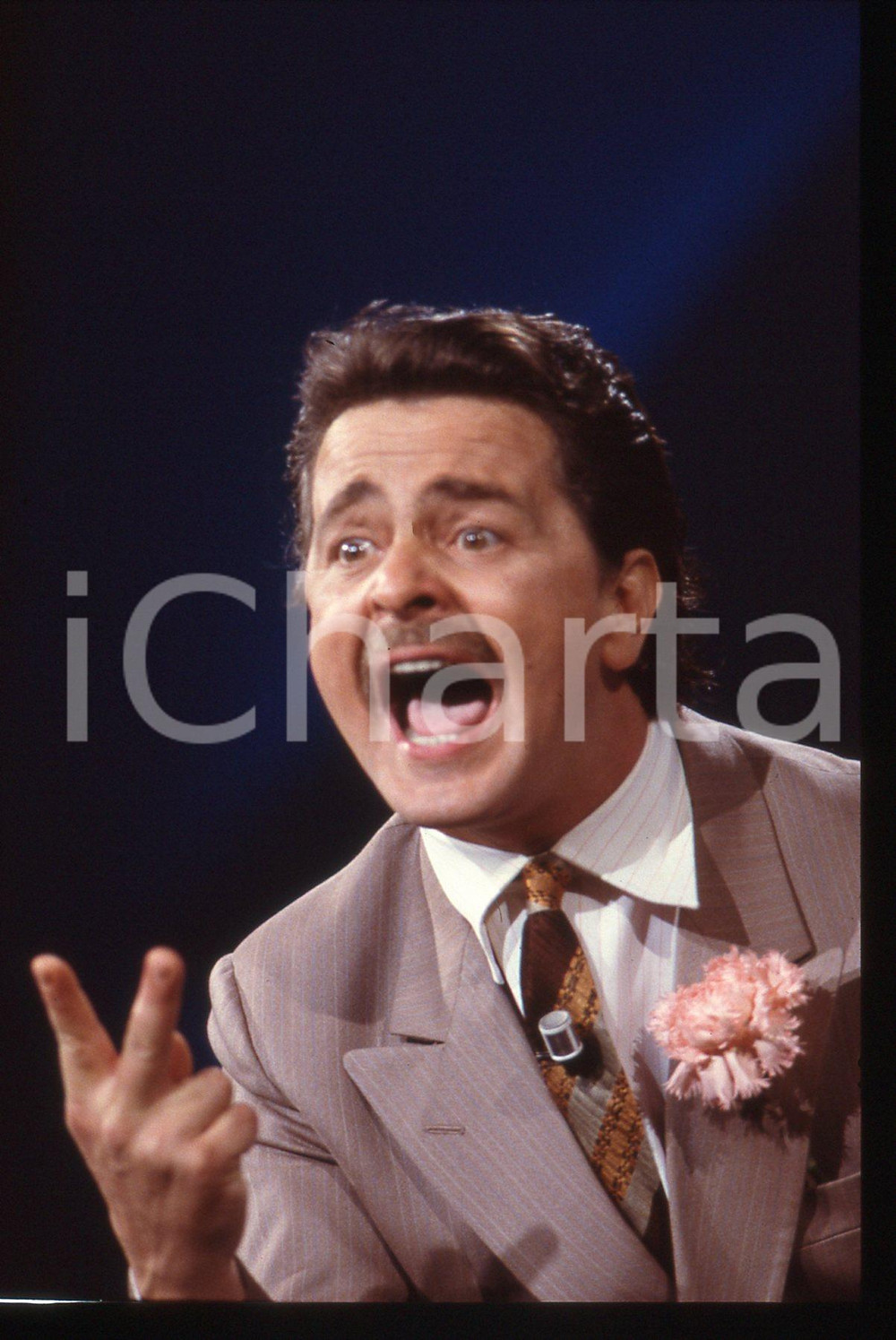 35mm vintage slide* 1988 FESTIVAL DI SANREMO Beppe GRILLO in scena RAI UNO (26)