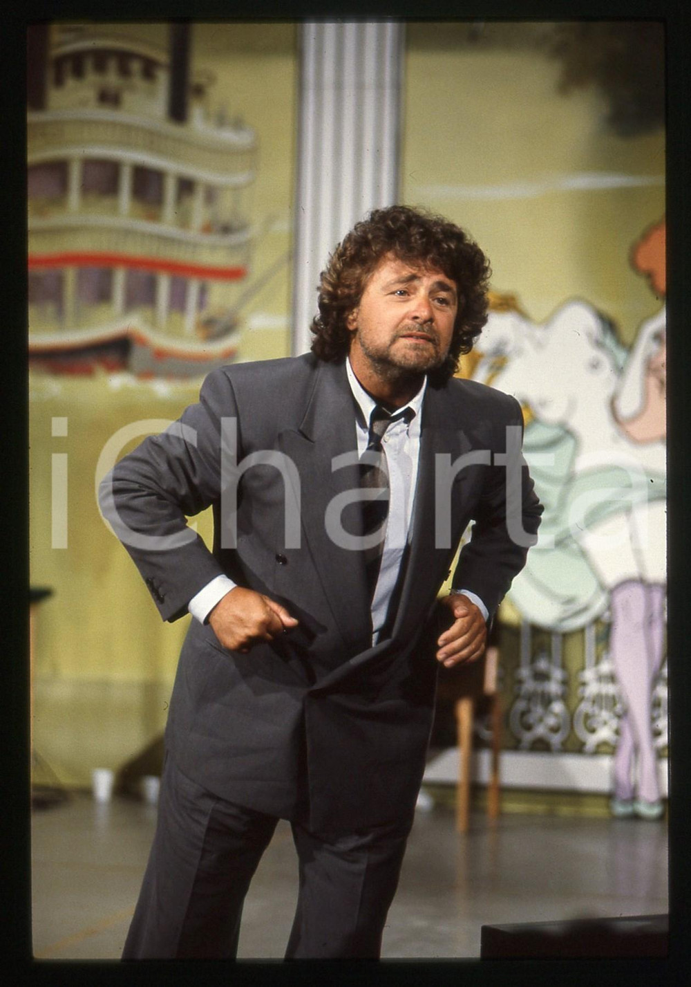 35mm vintage slide* 1992 TEATRO - SATIRA Beppe GRILLO in scena (2)
