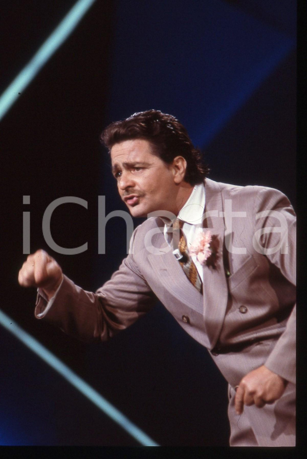 35mm vintage slide* 1988 FESTIVAL DI SANREMO Beppe GRILLO in scena RAI UNO (19)