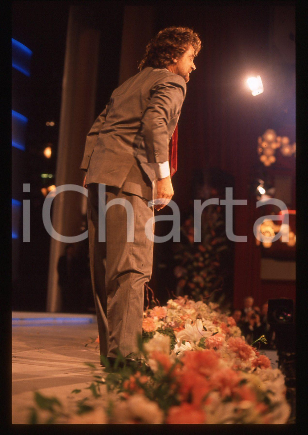 35mm vintage slide* 1989 FESTIVAL DI SANREMO Beppe GRILLO in scena RAI UNO (14)