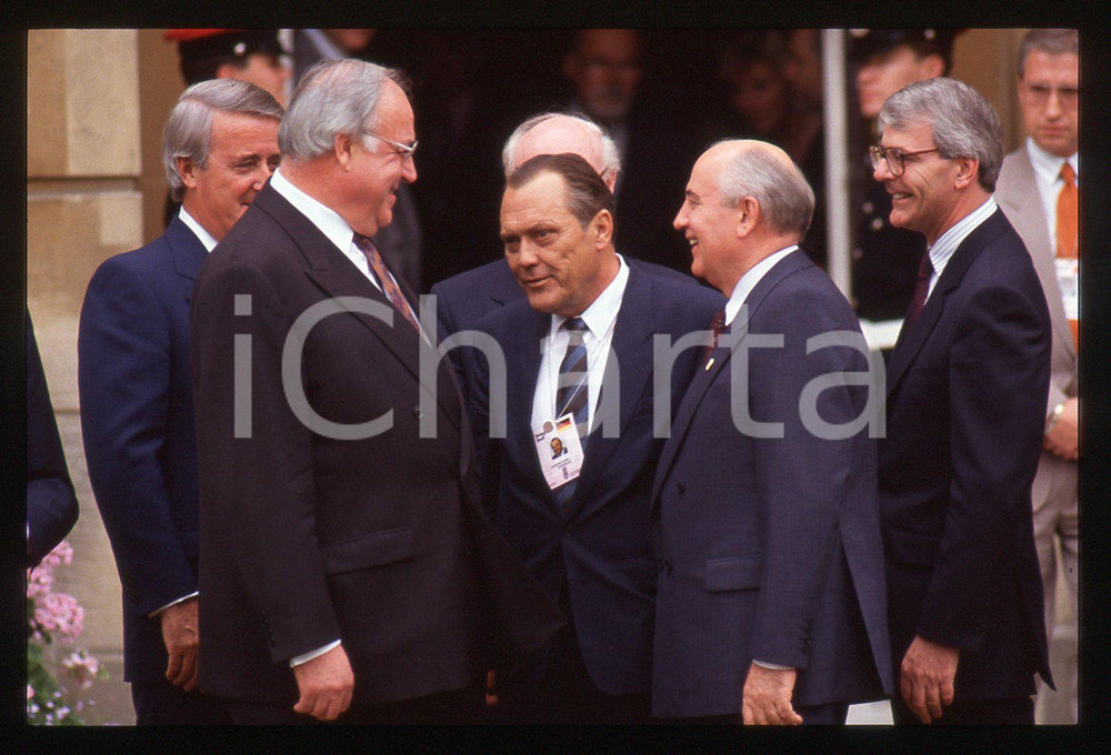 35mm vintage slide* 1991 LONDRA Helmut KOHL Michail GORBACEV John MAJOR al G7