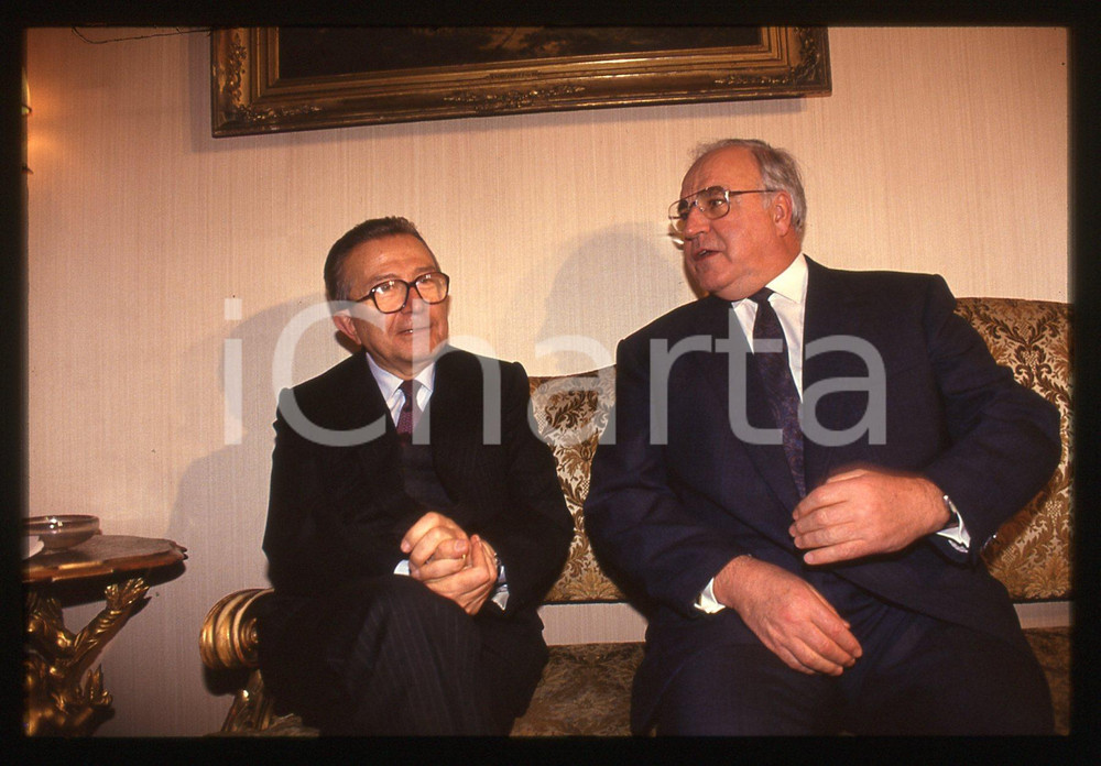 35mm vintage slide* 1990 ca ROMA Helmut KOHL Giulio ANDREOTTI incontro (5)
