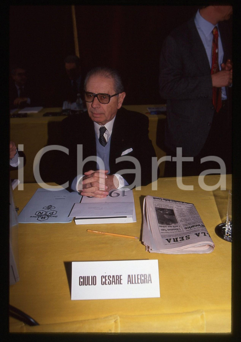 35mm vintage slide* 1993 NOVARA Giulio Cesare ALLEGRA assemblea azionisti BPN