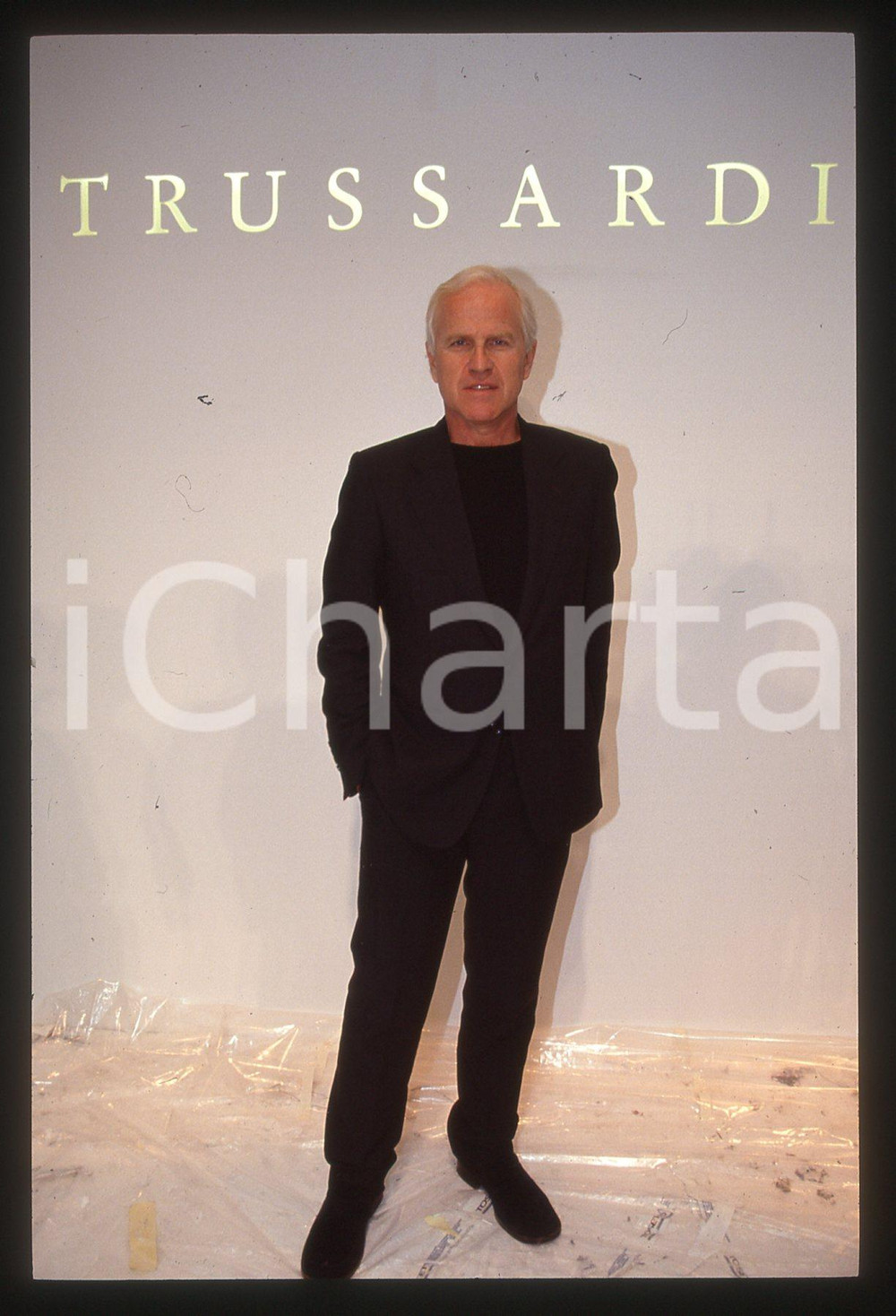 Fotografia d epoca originale 35mm vintage slide 1995 ca MODA Nicola TRUSSARDI ritratto dello stilista 1