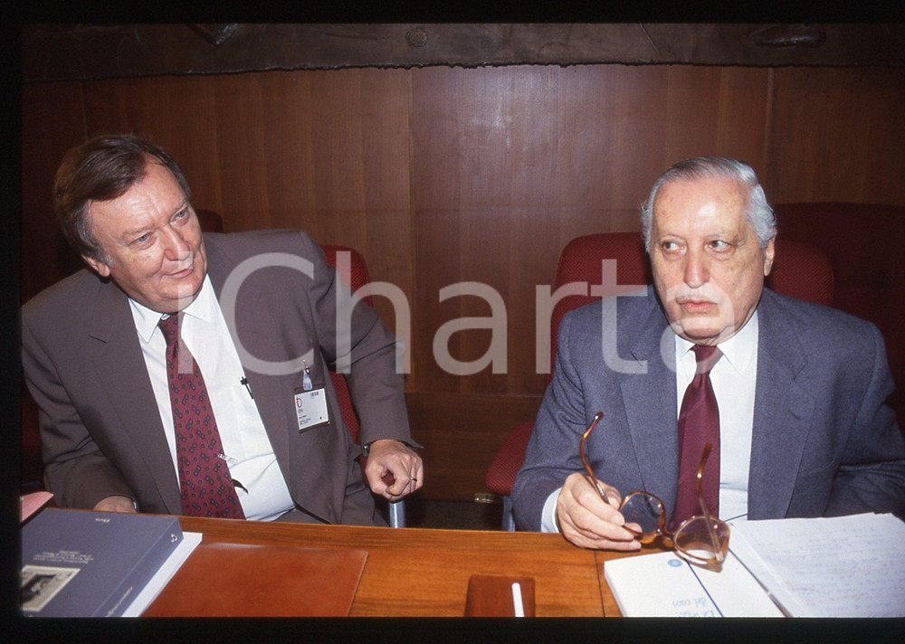 35mm vintage slide* 1996 MILANO Carlo RUBBIA Ilya PRIGOGINE convegno 10 NOBEL 7