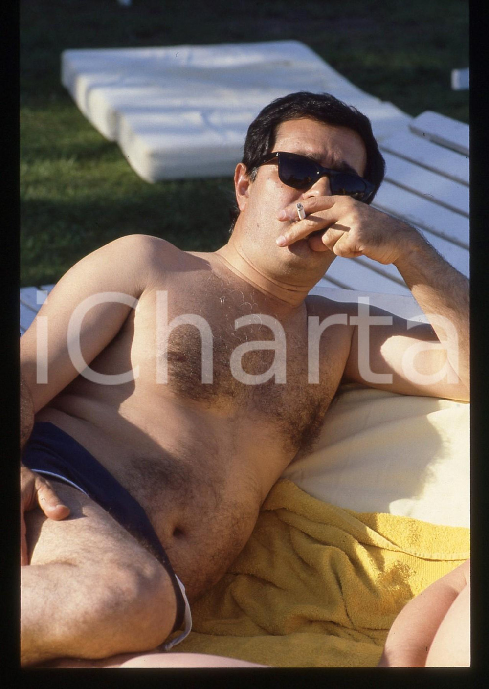 35mm vintage slide* 1986 VENEZIA Roman BALAYAN prende il sole al Lido Ritratto 6