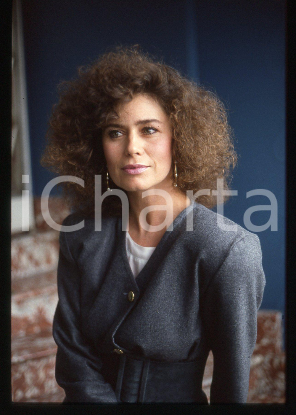 Fotografia d epoca originale 35mm vintage slide 1987 MILANO Corinne CLERY in Terrazza MARTINI Ritratto 6 1