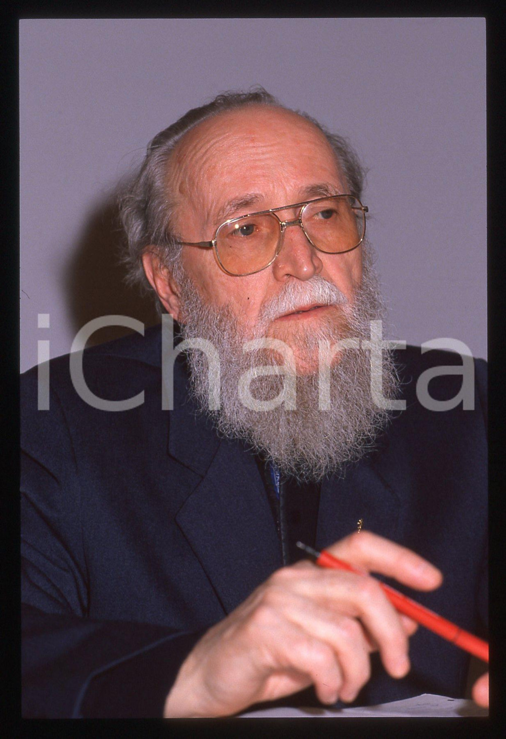 Fotografia d epoca originale 35mm vintage slide 1990 ca ITALIA COSTUME Padre Romano SCALFI Ritratto 4 1