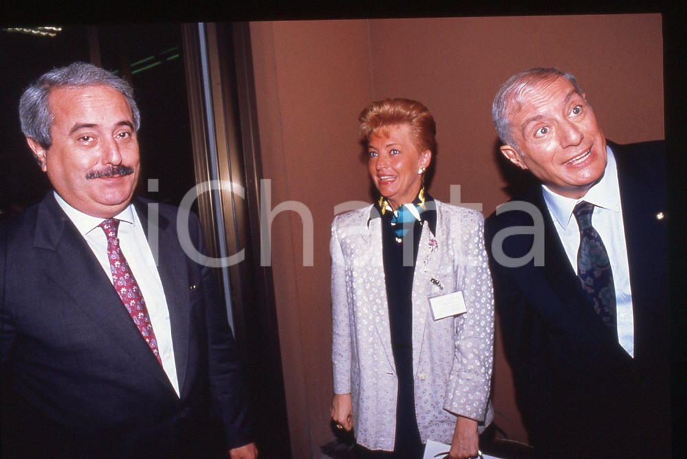 Fotografia d epoca originale 35mm vintage slide 1990ca ITALIA Giovanni FALCONE Vincenzo PARISI capo POLIZIA 1