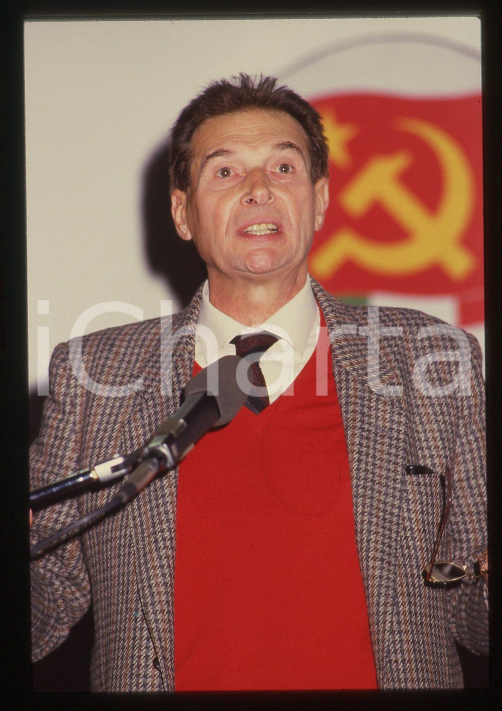 35mm vintage slide* 1988 REGGIO EMILIA Luciano LAMA a un evento PCI - Ritratto 4